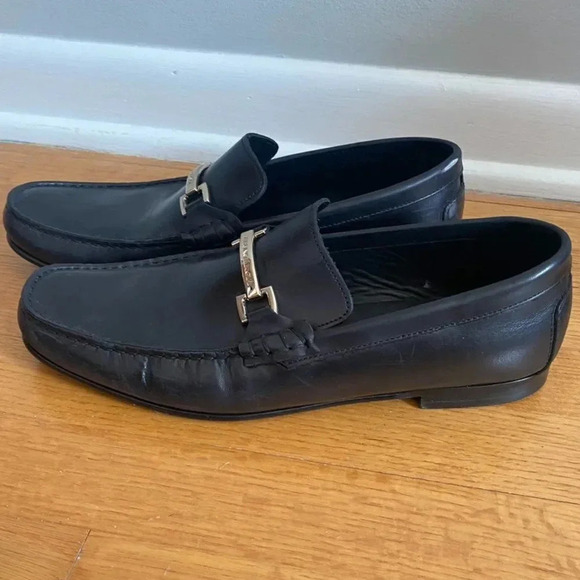 Bruno Magli Black Leather Bit Loafer Dress Shoes - Picture 1 of 16